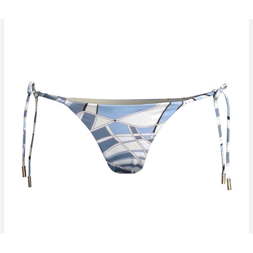 Cult Gaia Estella Bikini Bottom Blue Wave Abstract Print Side Tie Medium NEW - Picture 5 of 16